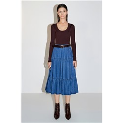 Falda midi vaquera Azul