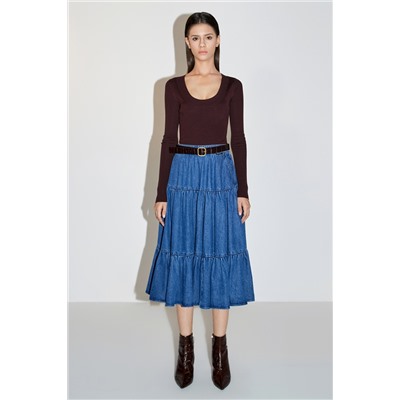 Falda midi vaquera Azul