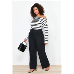 Siyah Yüksek Bel Wide Leg Geniş Paça Dokuma Kumaş Pantolon TBBSS24AR00022