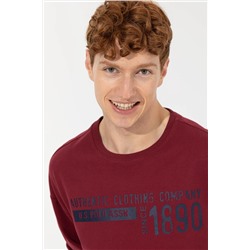 Erkek Vişne Bisiklet Yaka Sweatshirt