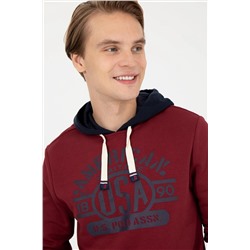 Erkek Vişne Kapüşonlu Sweatshirt