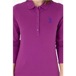Kadın Menekşe Basic Polo Yaka Sweatshirt