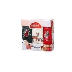 Fancy & Fun Yılbaşı Havlusu 3'lü 30x50 Kırmızı-haki-ekru %100 Pamuk YLB311007