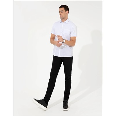 Beyaz Regular Fit Kısa Kollu Gömlek