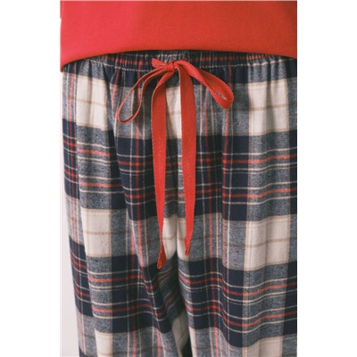 Pijama largo 100% algodón estampado cuadros "Hogwarts"