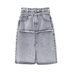 Falda recta vaquera Gris