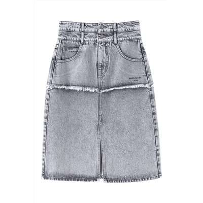 Falda recta vaquera Gris