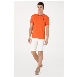 Erkek Slim Fit Polo Yaka Nar Çiçeği Basic Tişört