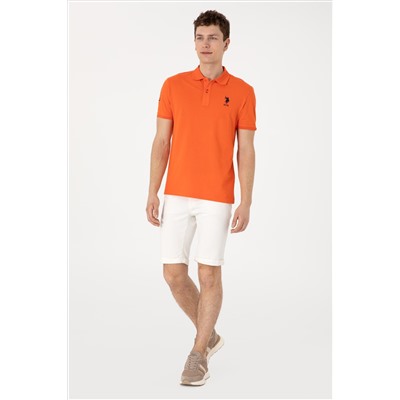 Erkek Slim Fit Polo Yaka Nar Çiçeği Basic Tişört