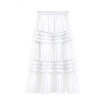 Falda avolantada de talle alto Blanco