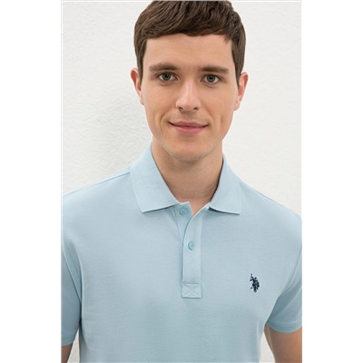 Erkek Açık İndigo Basic Polo Yaka Tişört