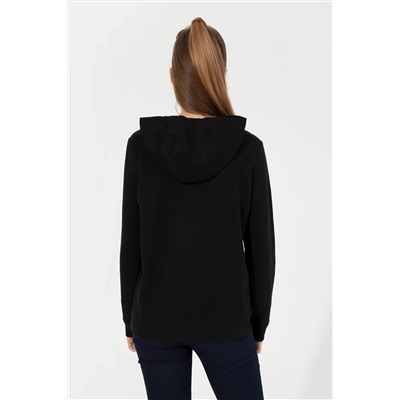 Kadın Siyah Kapüşonlu Sweatshirt