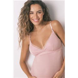 Camisón técnico "maternity" canalé rosa
