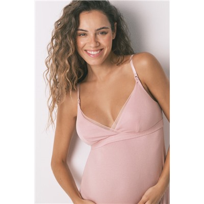 Camisón técnico "maternity" canalé rosa