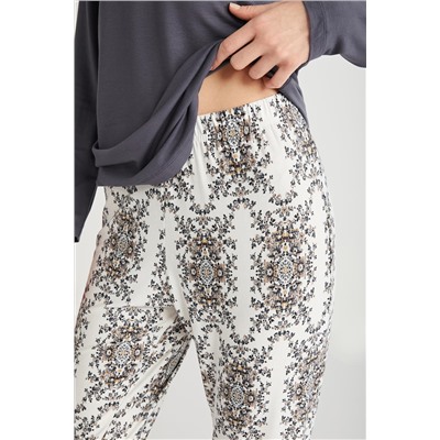Etnik desenli pijama takımı  9716 PJ TK-ANTRASIT-L