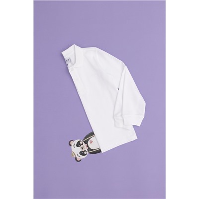 Erkek Çocuk Beyaz Basic Polo Yaka Sweatshirt