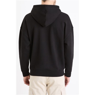 Sudadera oversize con capucha - Negro