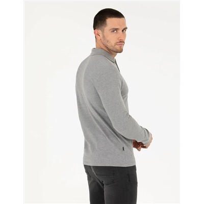 Gri Melanj Slim Fit Basic Sweatshirt