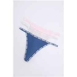 Pack 3 tangas tira rosa, gris, azul