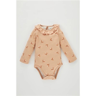 Defacto Kız Bebek Yeni Doğan Çiçekli Uzun Kollu Çıtçıtlı Body B3001A523WN