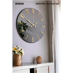 EMORES 41 Cm Gerçek Ayna Pleksi Rakam Dekoratif Duvar Saati AYNALI41