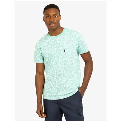 FLORAL PRINTED CREW NECK T-SHIRT WITH POCKET