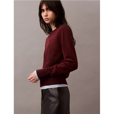 New Arrival Smooth Cotton Relaxed Monogram Logo Sweater