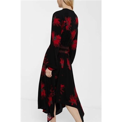 Vestido evasé manga larga