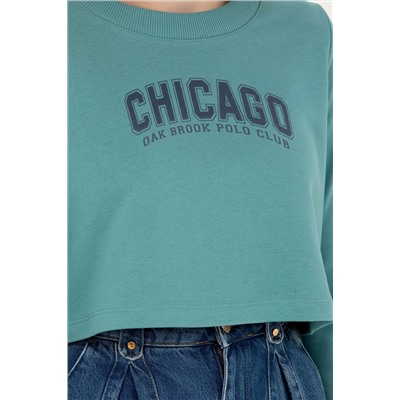 Kadın Mint Bisiklet Yaka Sweatshirt