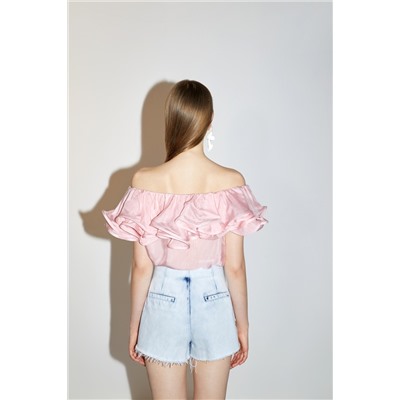 Short de tiro alto Azul claro
