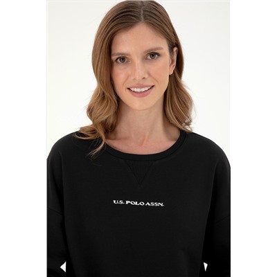Kadın Siyah Bisiklet Yaka Sweatshirt