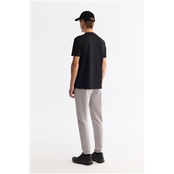 Siyah Bisiklet Yaka Elastan İnterlok T-Shirt
