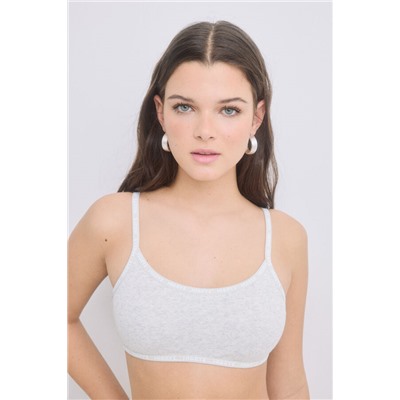 Sujetador top algodón copas extraíbles gris