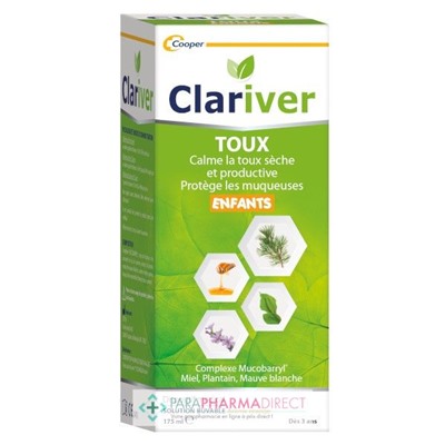 Clariver Toux - Enfants - Arôme Orange - Sirop 175ml