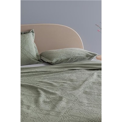 Marjolaina %100 Pamuk King Size Yatak Örtüsü - Haki