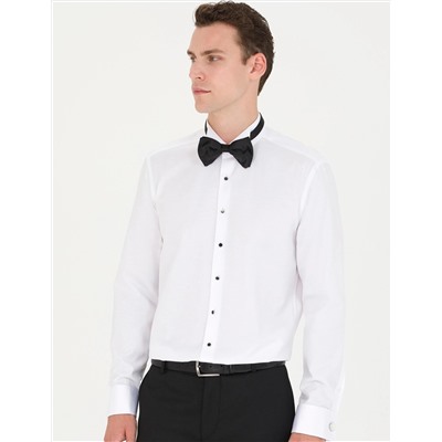 Beyaz Slim Fit Smokin Gömlek