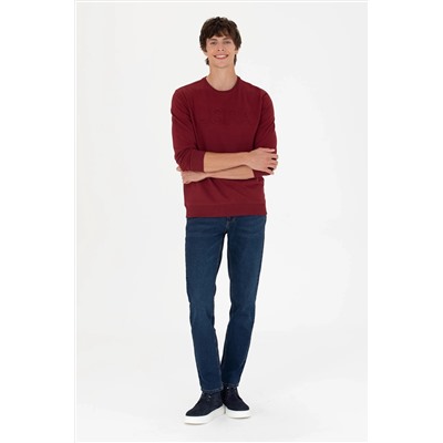 Erkek Bordo Basic Sweatshirt