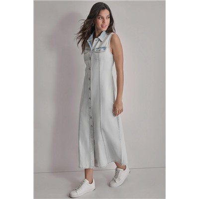 MAXI SLEEVELESS BUTTON FRONT DRESS