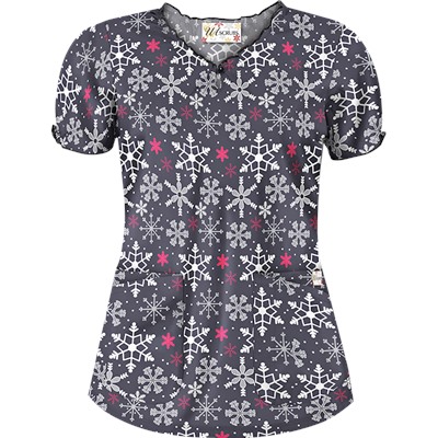 UA Sassy Snowflakes Granite Scrub Top