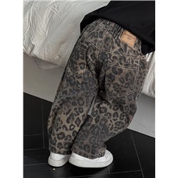 Джинсы для девочек с леопардовым принтом. 100% хлопок