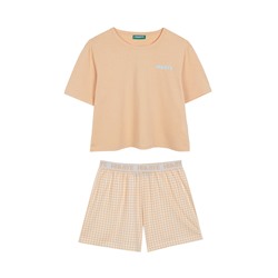 Pijama corto 100% algodón naranja