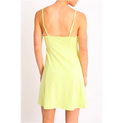 Vestido evasé Amarillo y blanco