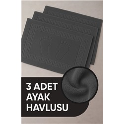 Isessia, 3 Adet %100 Pamuk En Iyi Emici Ayak Havlusu : Konforlu Banyo Paspası 50x70cm Terra Antrasit Gri