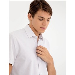 Bej Regular Fit Kısa Kollu Gömlek