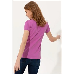 Kadın Menekşe Basic Polo Yaka Tişört
