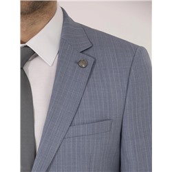 Mavi Çizgili Ekstra Slim Fit Yün Takım Elbise