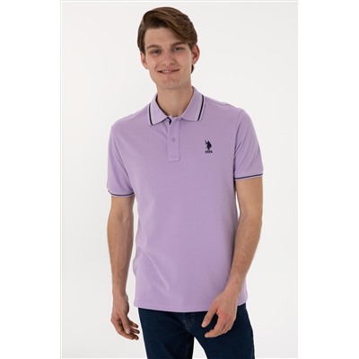 Erkek Regular Fit Polo Yaka Lila Basic Tişört