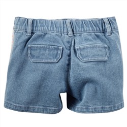 Side-Stripe Denim Shorts