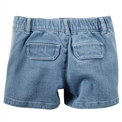 Side-Stripe Denim Shorts