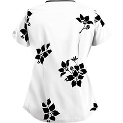 UA Spacious Bouquet White Scallop Neck Scrub Top